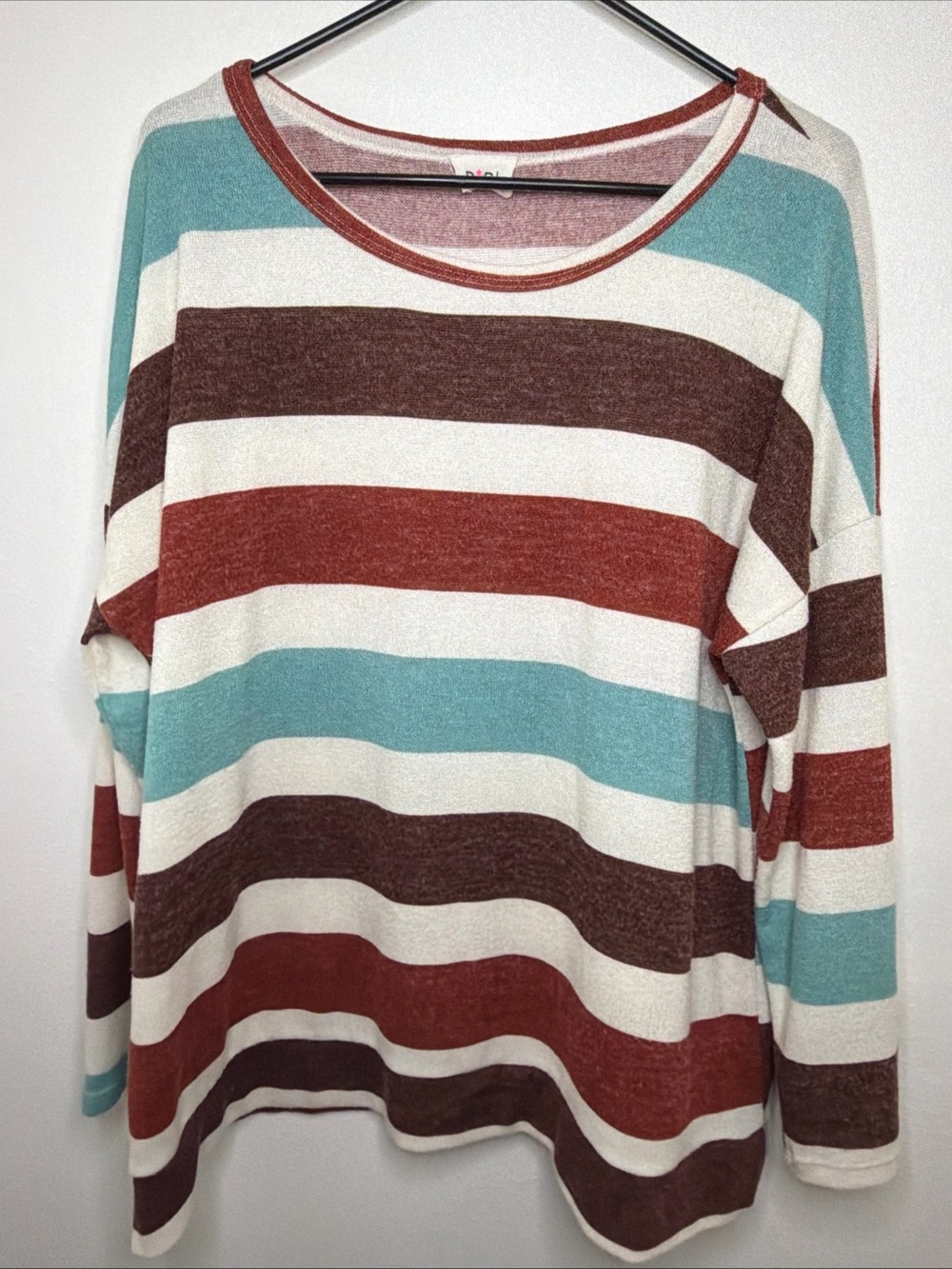 BiBi long-sleeve multi-stripe colorblock top size M